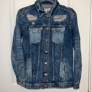 The Original Arizona Jean Co Distressed Denim Jacket Women’s Size Small Stretch